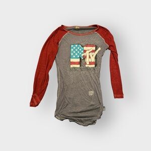 Music Television MTV Vtg Classic Logo Oldies Red Gray Graphic Women's medium
